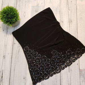 NWOT Amanda Adams Couture Women's Strapless Sequin Top Black S